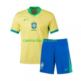 Camisolas de futebol Brasil Copa America Criança Equipamento Principal 2024 Manga Curta